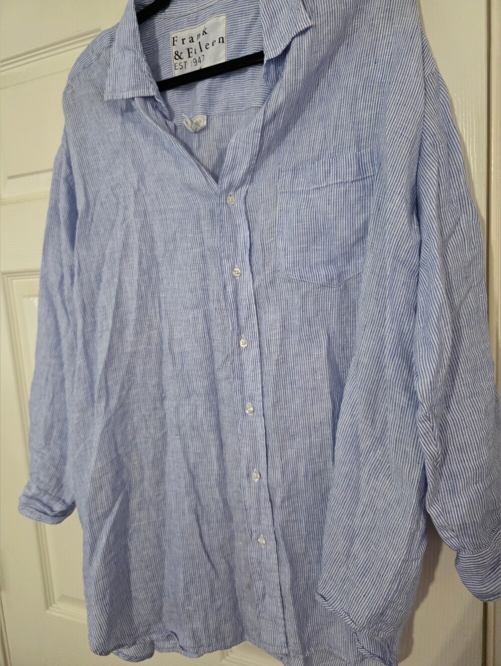 Frank & Eileen Mackenzie Thin Stripe Oversize Button-Up Shirt Linen OS (2-10)
